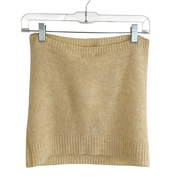 Sezane Orianna Merino Wool Blend Knit Tube Top in Pale Yellow NWT XXL - Picture 2 of 9